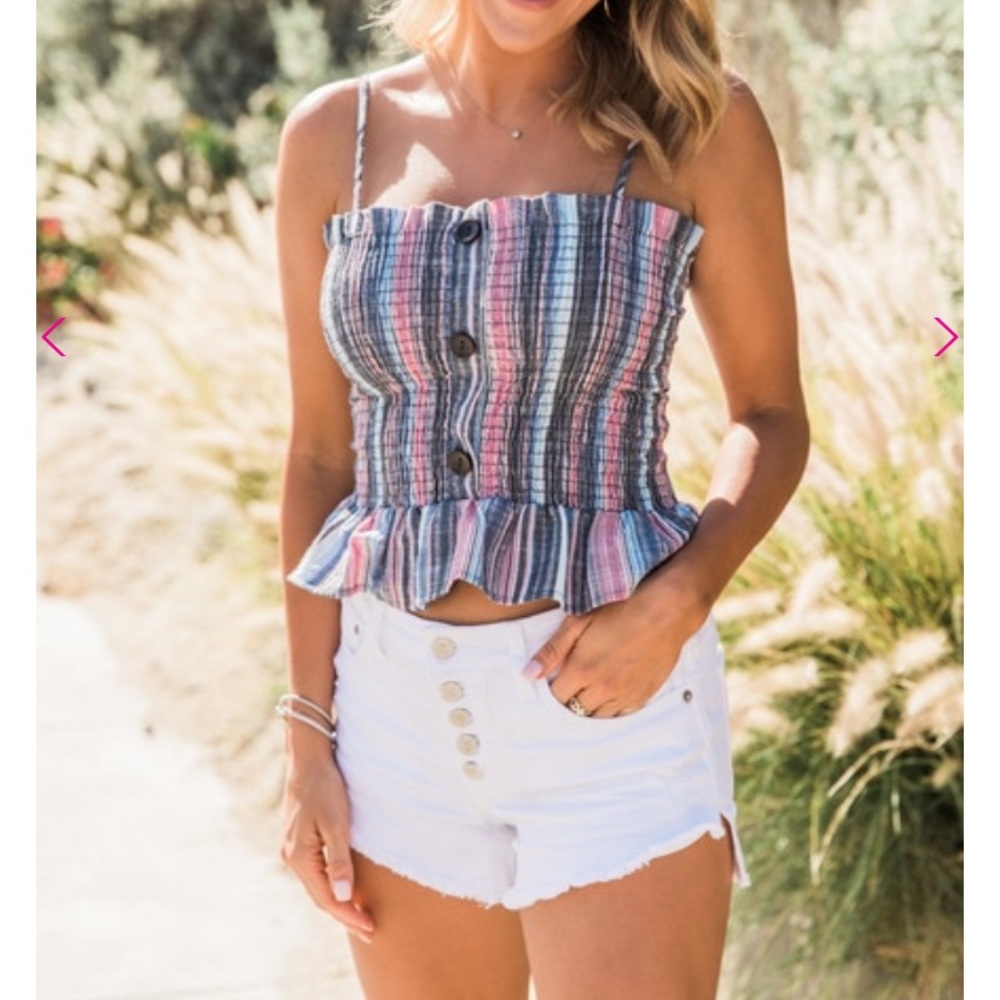 Pink/navy striped tank